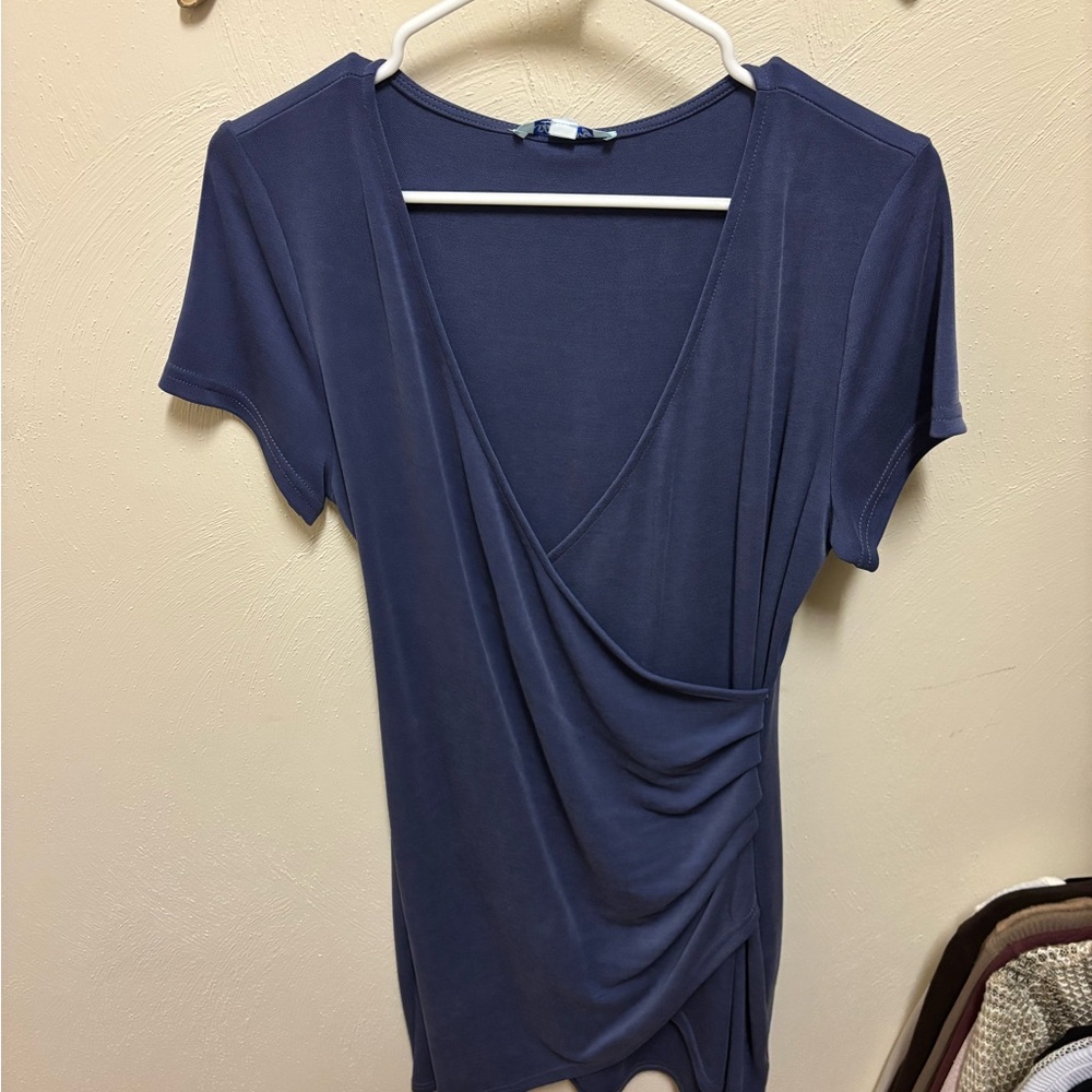 She + Sky Deep Blue Wrap Dress